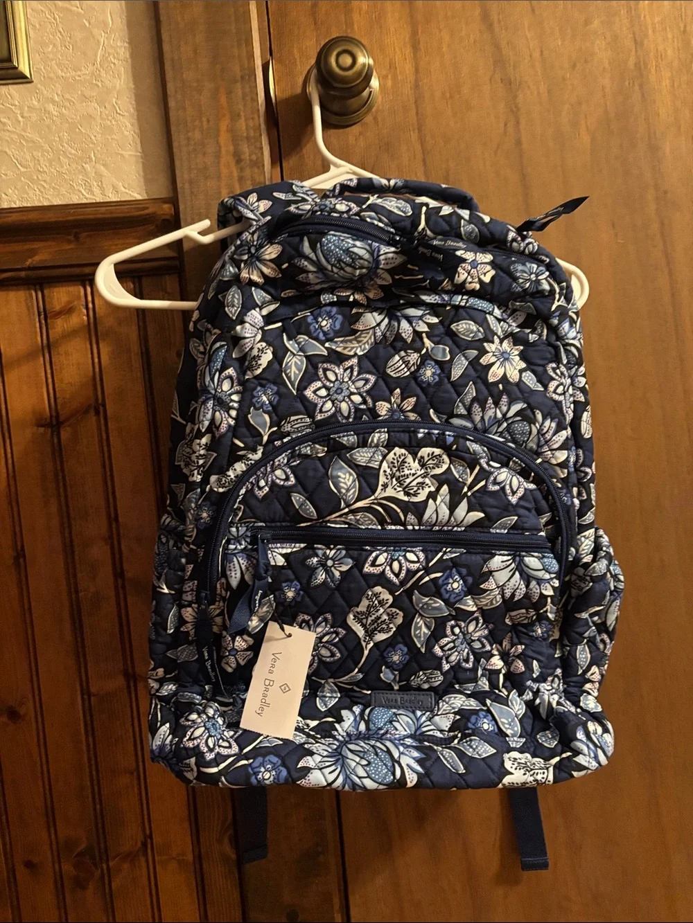 Vera Bradley Navy and White Floral Quilted Backpack
